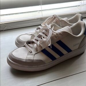 Adidas Men's White and Blue Sneakers